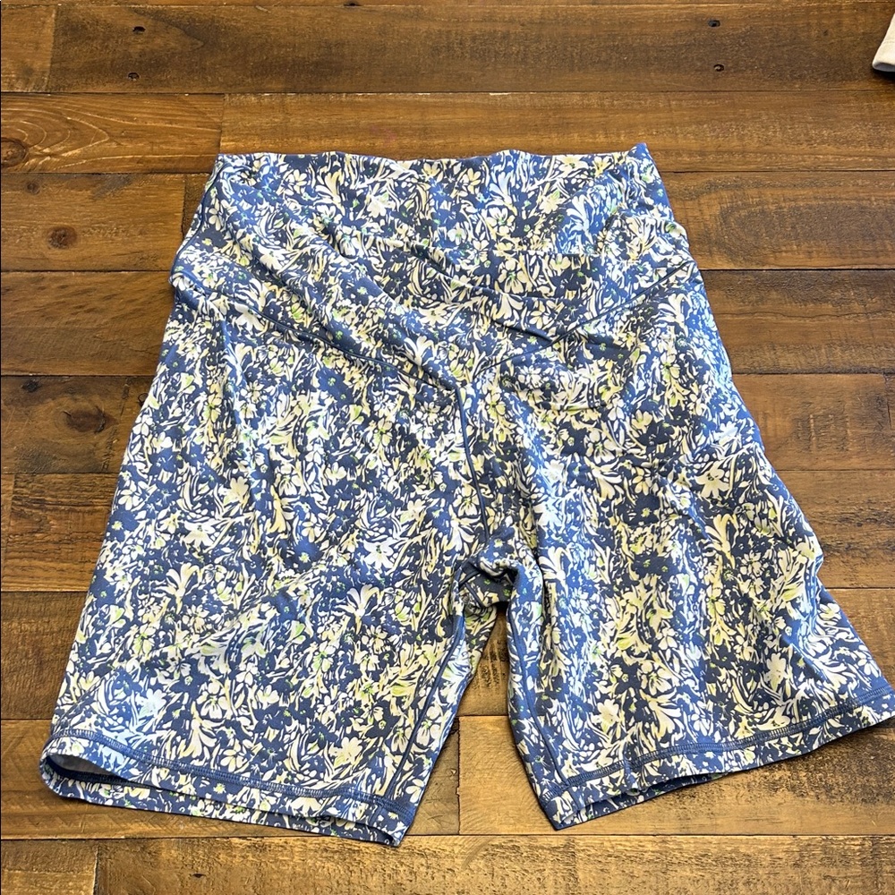 aerie Blue & White Floral High-Rise Bike Shorts